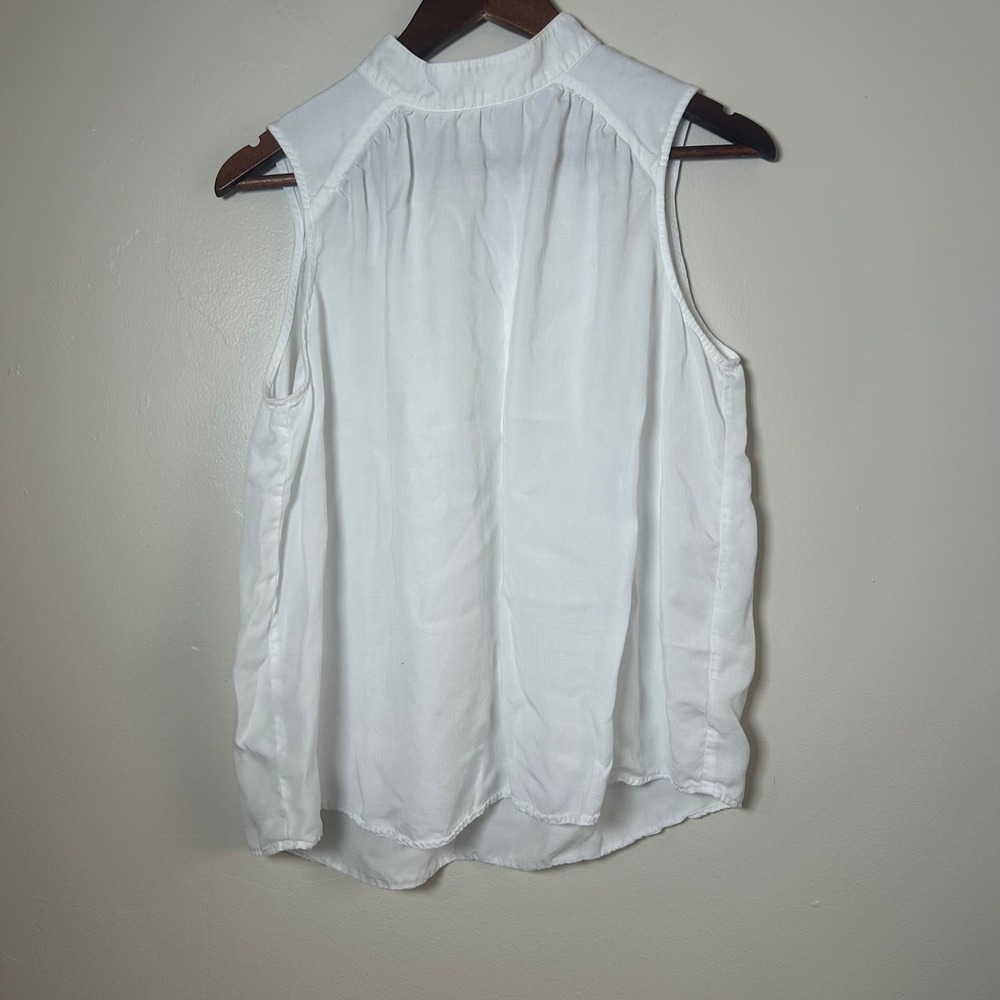 Cloth&Stone Blouse Women Medium White Sleeveless Mock Neck Tencel Anthropologie